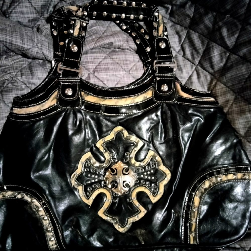 Black leather Miss Me shoulder bag